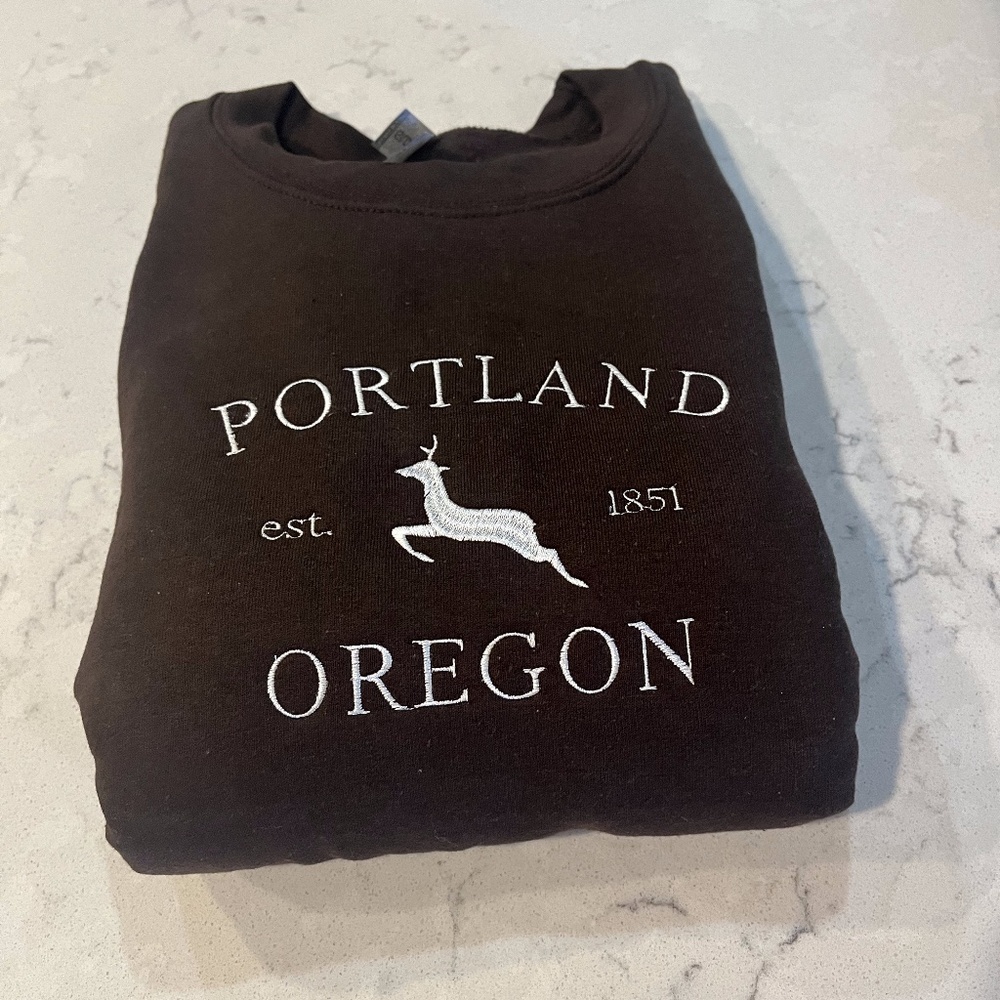 Embroidered Portland Oregon City Graphic Crewneck